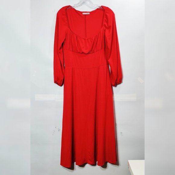 Reformation Cherry Red Pippa Midi Dress Sz Large - Picture 3 of 8